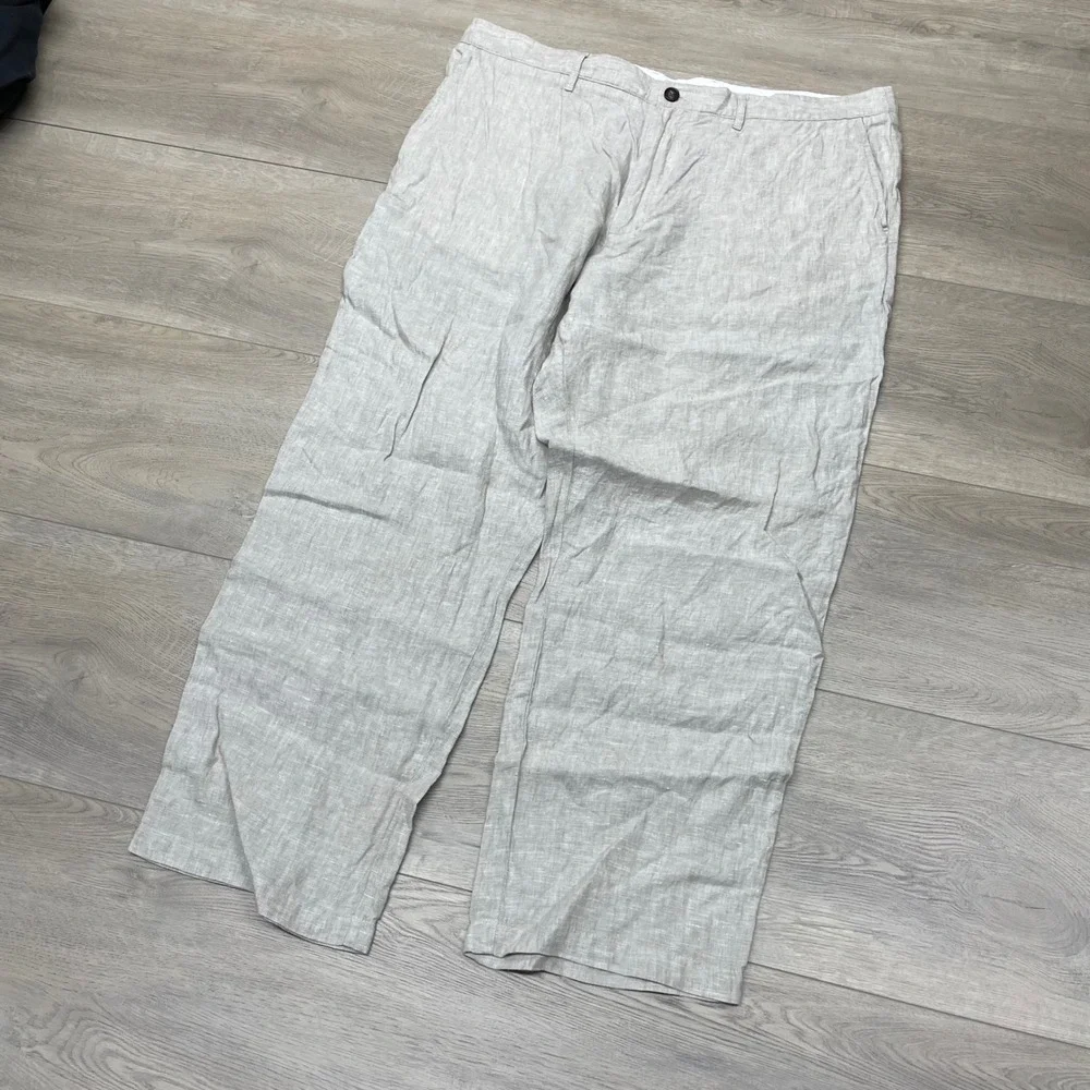 Quince European Linen Trousers Mens 40x30 Flax Tan Straight Leg Pants
